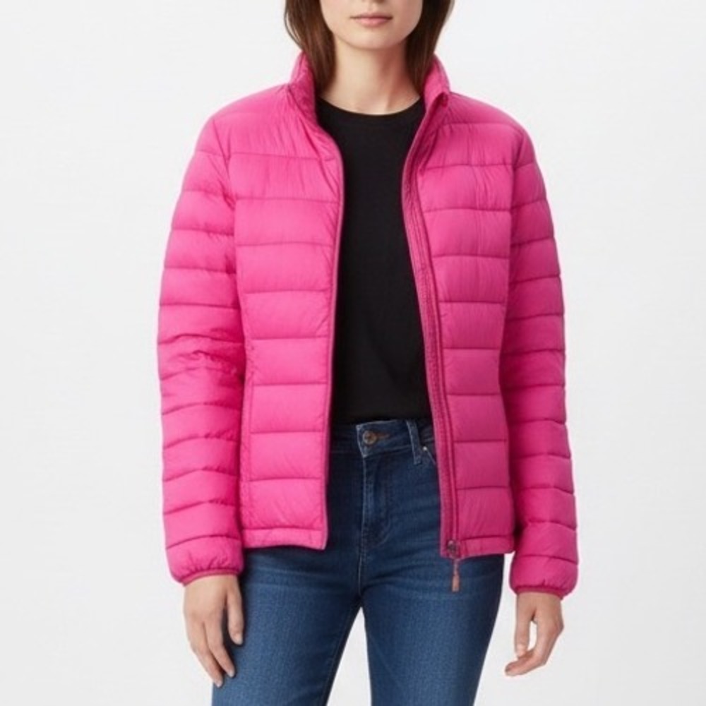 HEAT Lightweight Puffer Jacket Pink Full Zip M Down Feather Blend